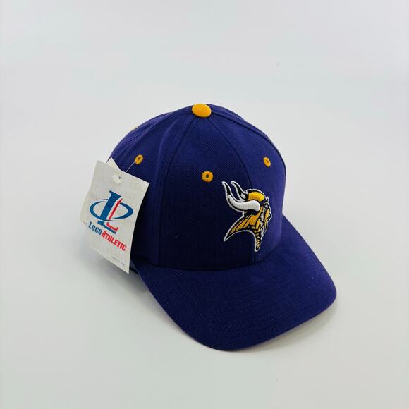 NWT NOS Vintage Mn Vikings Logo Athletic Hat Cap Purple Gold NFL 90s One Size - Picture 1 of 6